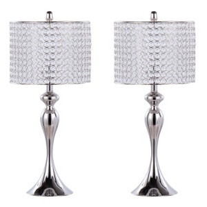 LumiSource (Set of 2) Ashland 27" Contemporary Table Lamps Polished Nickel with Round Clear K9 Crystal Beads from Grandview Gallery: UL Listed - 1 of 4