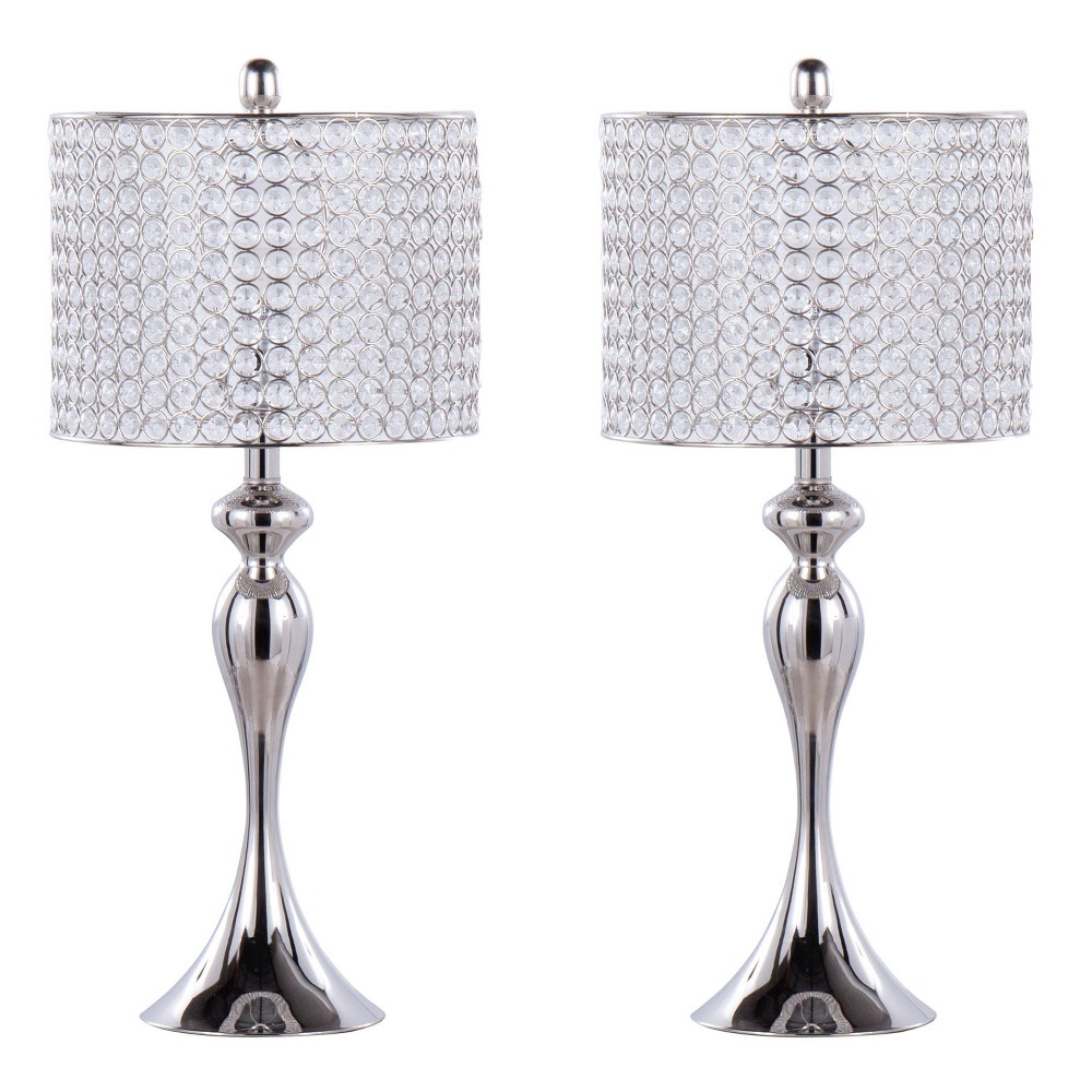 Photos - Floodlight / Street Light LumiSource  Ashland 27" Contemporary Table Lamps Polished Nickel(Set of 2)