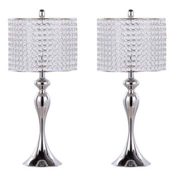 LumiSource (Set of 2) Ashland 27" Contemporary Table Lamps Polished Nickel with Round Clear K9 Crystal Beads from Grandview Gallery