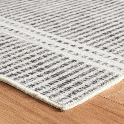 Gray Stripe Rectangular 4' x 6' Synthetic Washable Rug