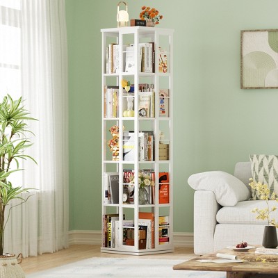 Besiost Freestanding Rotating Bookshlf, 4-Tier Corner Storage Shelf, Bookcase