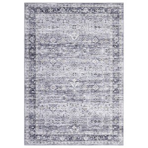 Washable Vintage Oriental Rug Non Slip Low Pile Rug Soft Throw Floor Cover Floral Foldable Indoor Carpet for Living Room Bedroom Playroom Nursery - 1 of 4