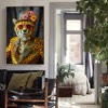 Fisfet Abstract Art Wall Decor: Stylish Cheetah in Leopard Print Suit with Sunglasses and Hat Featuring Flower - 3 of 4