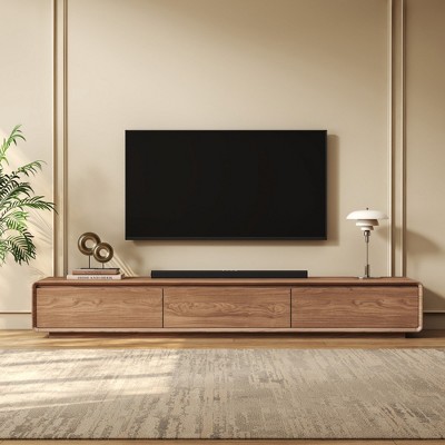 94.5" Modern Walnut TV Stand Media Console With Drawer Storage