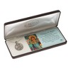 Saint Michael Protect Us Engraved Pendant 24 Inch Round Silver Oxidized Pewter Neckace in Jewelry Box with Prayer Card - 2 of 4