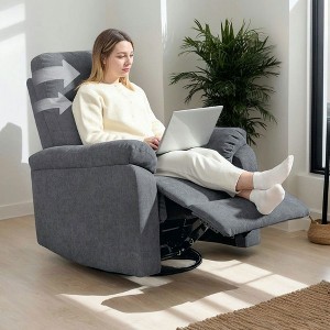 Resenkos Wide Recliner Chair, Overstuffed Swivel Rocker, Single Sofa with Footrest, Quick Assembly, Pocket Spring, Composite Wood, Cream - 1 of 4