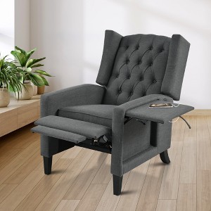 Polyester Manual Pushback Recliner Chair with Foldable Side Table and USB Charging Ports - 1 of 4