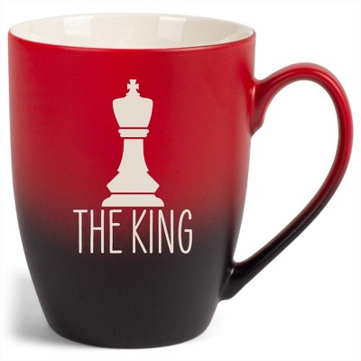 100 North Chess Game 10 Ounce Red and Black Two Toned Ombre, Comfortably Fits Your Hands, Ceramic Tea Coffee Cup Mug, The King