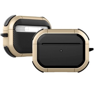 Vena Two Tone Heavy Duty Case for Apple AirPods Pro 2 Case, Protective Cover Compatible with Magsafe AirPods Pro Gen 2 2nd Generation, Black / Gold - 1 of 4