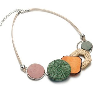 Boho Chunky Acrylic Pendant Necklace - Colorful Geometric Charm Statement for Women - 1 of 4