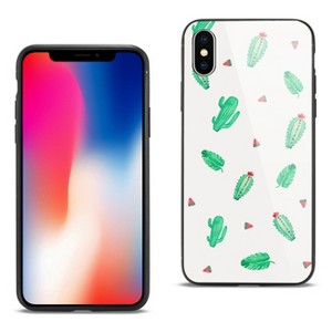 Reiko iPhone X/XS Hard Glass Design TPU Case with Cactus Design - 1 of 4