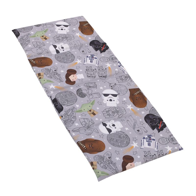 Star Wars Welcome to the Galaxy Navy and Gray Yoda, Princess Leia, R2-D2 , Chewbacca, and Darth Vader Preschool Nap Pad Sheet, 1 of 6
