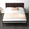 Metal Bed Frame with Upholstered Square Stitched Headboard, Faux Leather Platform Bed Frame, Steel Slats Support, Box Spring Optional - 3 of 4