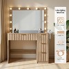 AMERLIFE Makeup Vanity Desk with Mirror & LED Lights, Drawers, Tempered Glass Top, Charging Station, Modern Bedroom Dressing Table - 4 of 4