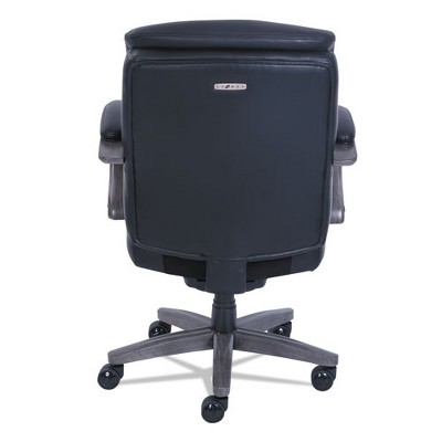 Black Leather High Back Swivel Executive Chair with Wood Base