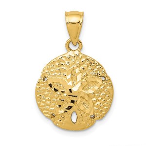 Black Bow Jewelry 14k Yellow Gold 15mm Diamond Cut and Textured Sand Dollar Pendant - 1 of 4
