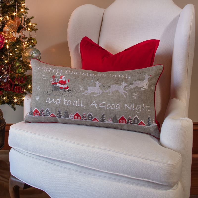 Indoor Christmas &#39;Merry Christmas To All&#39; Rectangular Throw Pillow Cover  - Pillow Perfect, 6 of 8