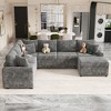 112.2" Convertible U-Shaped Sectional Sofa with Pull-Out Sofa Bed, Storage Ottoman, Charging Ports & 3 Pillows - 2 of 4