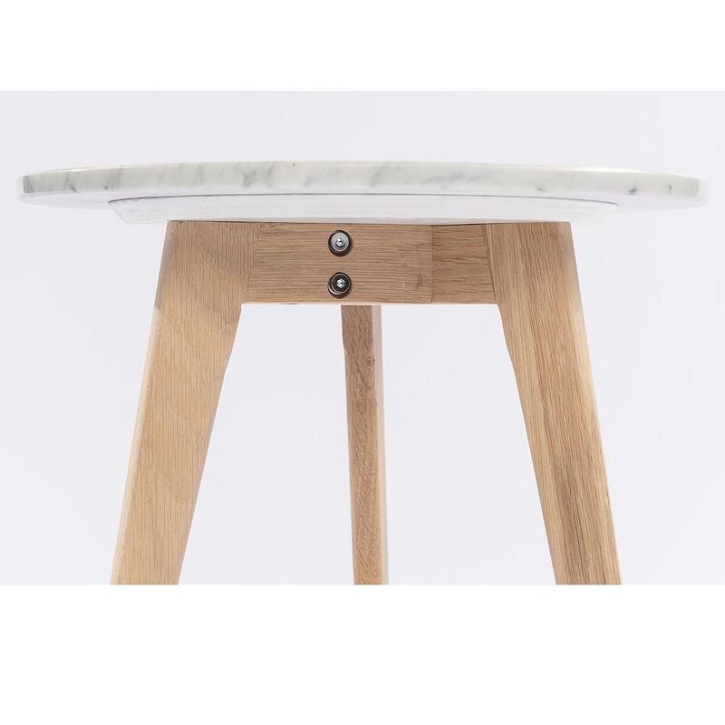The Bianco Collection Cherie 15" Round Italian Carrara White Marble Side Table, 3 of 11