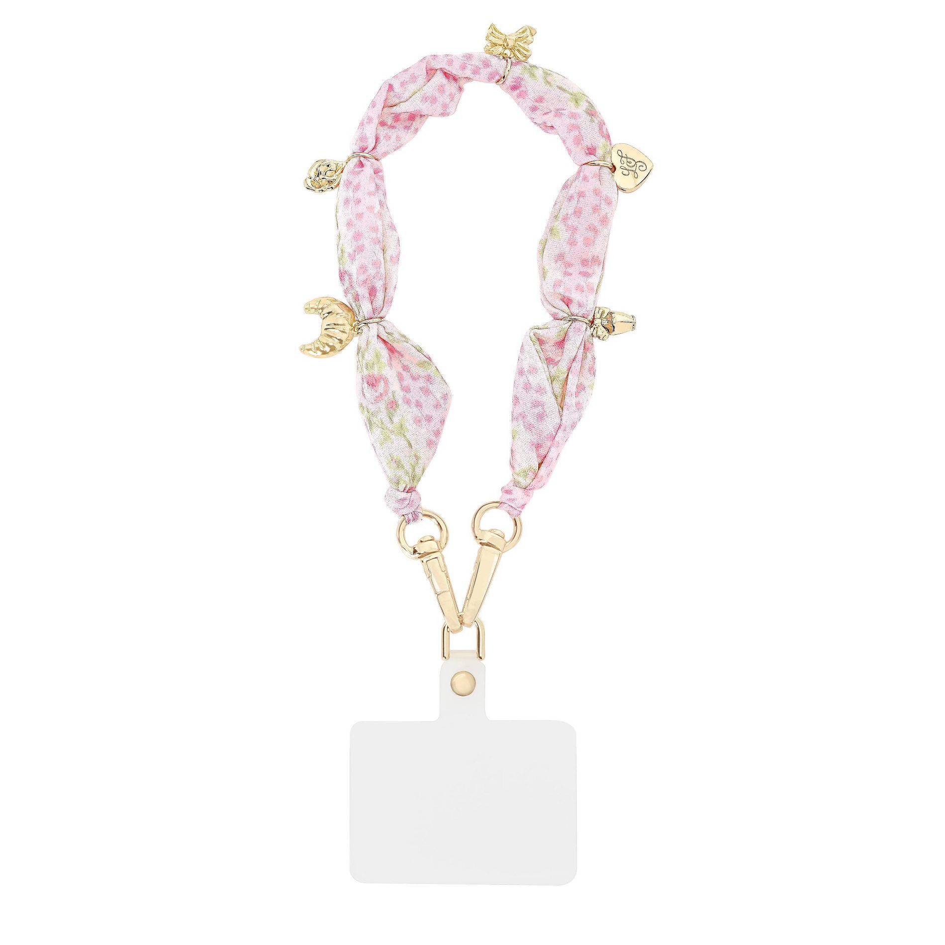 LoveShackFancy x Target – Case-Mate Blooming Heirloom Anchor Card Scarf Phone Charm Strawberry Macaroon