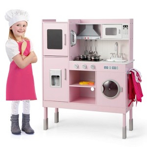 Infans Kids Pretend Kitchen Play Set Toddler Toy Wooden Chef Height Adjustable w/Sounds - 1 of 4