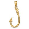 Black Bow Jewelry 14k Yellow Gold 3D Fishhook Pendant - 3 of 4