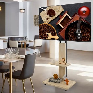 KWPZQEB Mobile TV Stand for 32-75 inches, Rolling TV Stand on Wheels, Portable TV Stand with Adjustable Shelf, Adjustable Media Shelf - 1 of 4