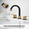 WOWOW 8 in. Widespread Double Handle Bathroom Sink Faucet in Brushed Nickel - 3 of 4