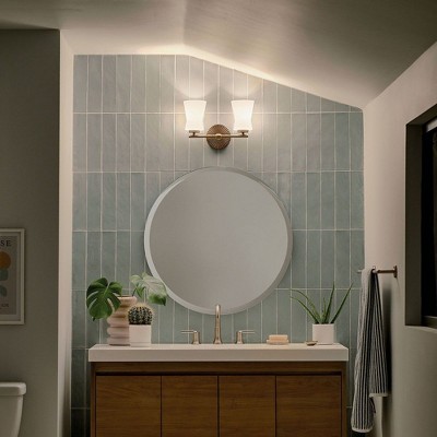 Brianne Brushed Brass 2-Light Vanity with Etched Glass Shades