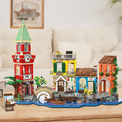 Venice Main Street Building Set, 2155PCS City Riverside Architecture Model Kit with Flower Shop & Pizzeria Toys for Adults & Teens 10+