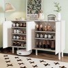 TiramisuBest 55.1"x13.7" Minimalist Shoe Cabinet with 5 Solid Wood Legs, 4-Door Fluted Storage Sideboard with Adjustable Shelves, White - 2 of 4