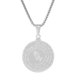 Steeltime 24" double sided stainless steel lord's prayer and serenity prayer pendant. Color Options: Silver, Gold, Rose Gold - 1 of 4