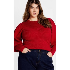 Women's Plus Size Jojo Rib Sweater - red | CITY CHIC - 1 of 4
