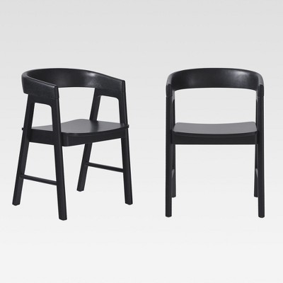 Saracina Home Set of 2 Modern Solid Wood Rounded Back Dining Chair