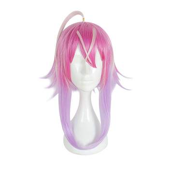 Unique Bargains Women's Wigs 20" Pink Gradient with Wig Cap