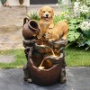 LuxenHome 25” Puppy and Pitchers Pot Resin Outdoor Water Fountain with LED Lights, Outdoor and Indoor Waterfalls for Patio, Garden Decor Multicolored - 2 of 4