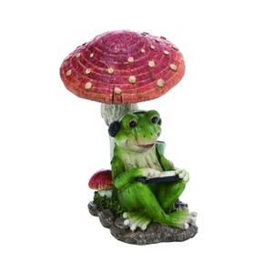 Transpac Resin Mushroom Frog Figurine Decorative Object for Spring Green Tabletop Indoor Home Decor Gift - 1 of 1