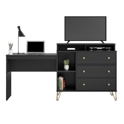 Owen 3 In 1 Media Dresser And Desk Combo Black Novogratz Target