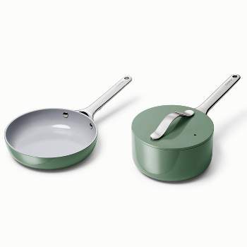 Goodful 10pc Cast Aluminum Ceramic Cookware Set Sage Green : Target