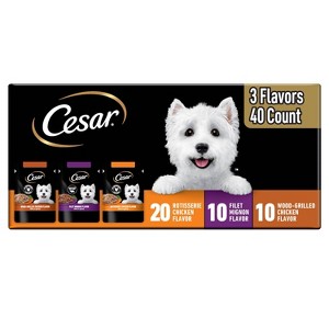 Cesar Chicken, Steak and Beef Flavor Variety Pack Wet Dog Food - 70.4oz/40ct - 1 of 4
