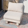 Moda Furnishings W27.1"*D28.9"*H25.7" Outdoor Patio Deep Seating Aluminum Wood Grain Armless Lounge Chair With Beige Cushions - 3 of 4