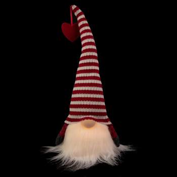 Northlight LED Lighted Striped Hat with Heart Valentine's Day Gnome - 12.5"