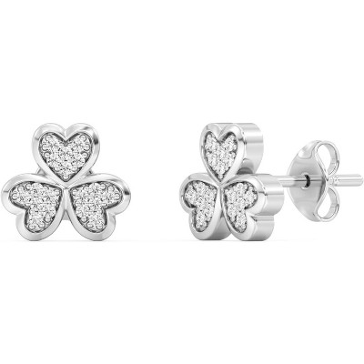 GILDED Lab Grown Diamond (SI1 Clarity, F Color) and 925 Sterling Silver Heart Stud Women Earrings