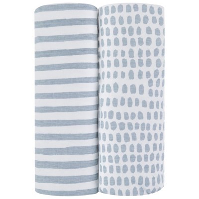 Blue Striped and Splash Waterproof Cotton Changing Pad Cover