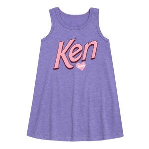 Girls' - Barbie - Ken Hearts Barbie Graphic Sleeveless Aline Dress - 1 of 2