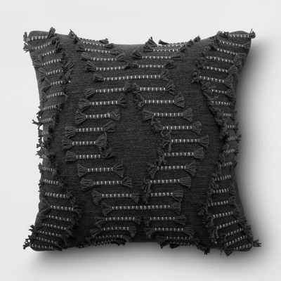 Chenille Diamond Patterned Square Throw Pillow Charcoal - Threshold™