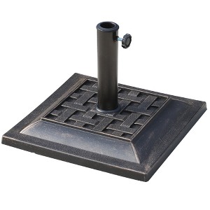 Outsunny 20 lbs Patio Market Umbrella Base Stand Resin Parasol Holder Square with Beautiful Decorative Pattern, for Φ1.5", Φ1.89" Pole - 1 of 4