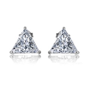 Guili Sterling Silver Triangle Stud Earrings with Clear Cubic Zirconia – A Sleek and Modern Jewelry Piece for a Trendy Yet Timeless Fashion Accent - 1 of 3