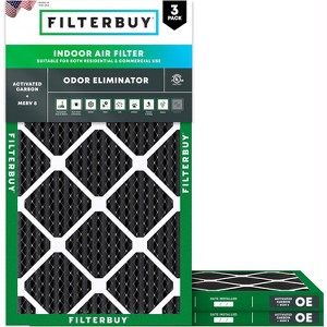 Filterbuy 20x30x1 Air Filter (3-Pack), Pleated MERV 8 Odor Eliminator Replacement HVAC AC Furnace Filters (Actual Size: 19.63 x 29.63 x 0.75) - 1 of 4