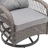KTMBDW Patio Wicker Chairs Swivel Rocker - Outdoor Swivel Rocking Chairs Set of 2 with Rattan Side Table, 3 Piece Patio Sets for Porch Pool - 3 of 4